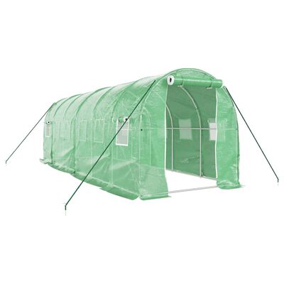 vidaXL Оранжерия със стоманена рамка зелена 12 м² 6x2x2 м