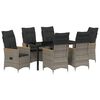 vidaXL Комплект за хранене в градината 7 pcs Сив полиратан