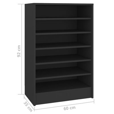 vidaXL Шкаф за обувки, черен, 60x35x92 см, ПДЧ