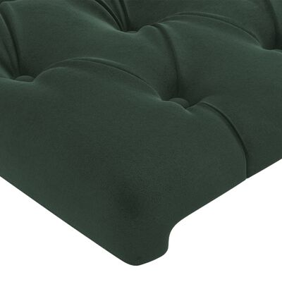 vidaXL LED горна табла за легло, тъмнозелена, 163x16x78/88 см, кадифе