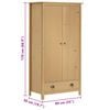 vidaXL Гардероб с 2 врати Hill 89x50x170 см борово дърво масив