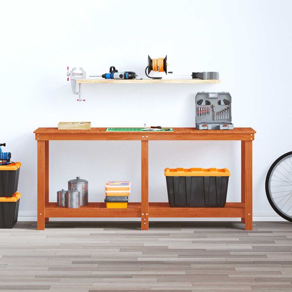 vidaXL Работна маса Восъчен Кафяв 180 x 50 x 80 cm Масивна боровина