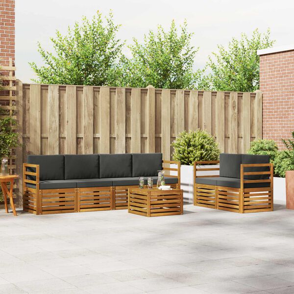 vidaXL Комплект дивани за открито 7 pcs Натурален и Антрацит