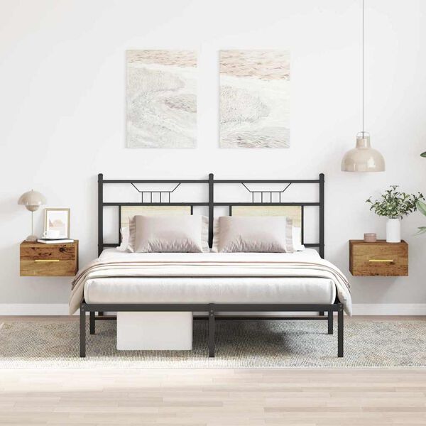 vidaXL Нощен шкаф 2 pcs Старо дърво 35 x 35 x 20 см Инженерно дърво