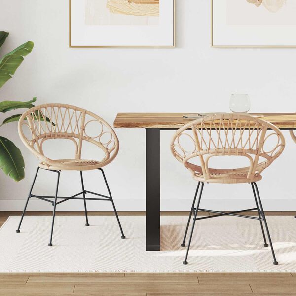 vidaXL Трапезен стол 2 pcs Естествен 49 x 51 x 81 см Раци и желязо