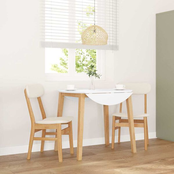 vidaXL Трапезни столове с възглавници 2 бр масивна дървесина гума