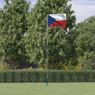 vidaXL Флаг на Чехия и стълб 5,55 м алуминий