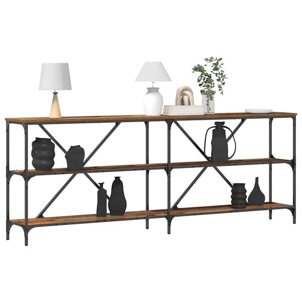 vidaXL Конзолна маса Старо дърво 200 x 30 x 75 см Инженерно дърво
