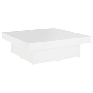 vidaXL Маса за кафе, бяла, 90x90x28 см, инженерно дърво