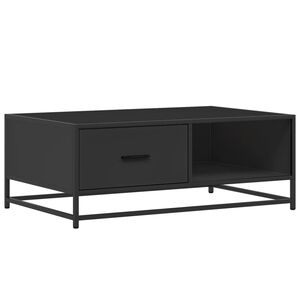 vidaXL Кафе маса, черно, 90x57x35 см, инженерно дърво и метал