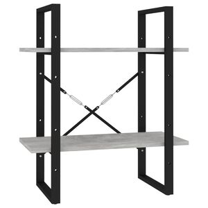 vidaXL 2-етажна библиотека, бетонно сив, 60x30x70 см, инженерно дърво