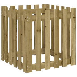 vidaXL Градинска кашпа с дизайн на ограда 60x60x60 см импрегниран бор