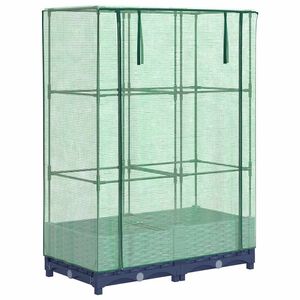 vidaXL Повдигнато легло с оранжерия калъф, ратанов вид, 80x40x123 см