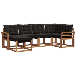 vidaXL Комплект дивани за открито 6 pcs Естествено и черно