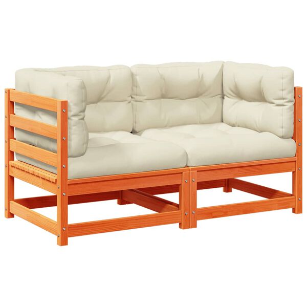 vidaXL Градински комплект с възглавници, 2 части, восъчнокафяв