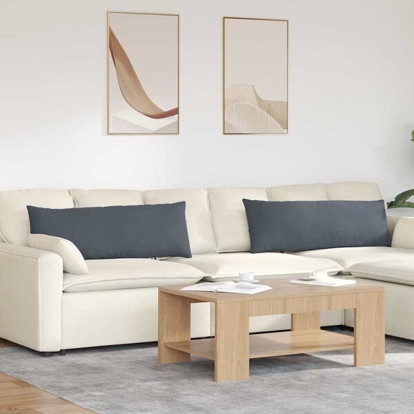 vidaXL Диван възглавници 2 pcs Тъмен сив 120 x 40 cm Кордюрова тъкан