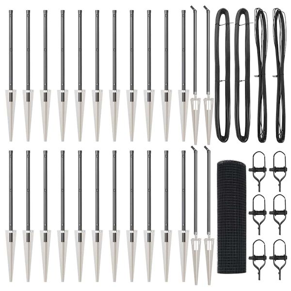 vidaXL Стълб за ограда. Сив 50 x 0,6 м (25 x 25 мм мрежа)