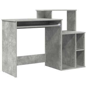 vidaXL Бюро Циментено сиво 120,5 x 44 x 88,5 см Инженерна дървесина