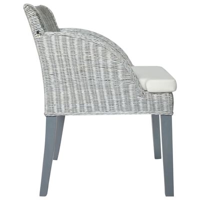 vidaXL Трапезни столове с възглавници 2 бр сиви естествен ратан