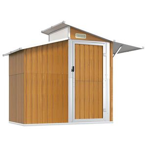 vidaXL Градинска барака кафява 270x130x208,5 см поцинкована стомана