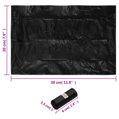 vidaXL Торбички за кучешки изпражнения 750 бр черни 30x20 см PE