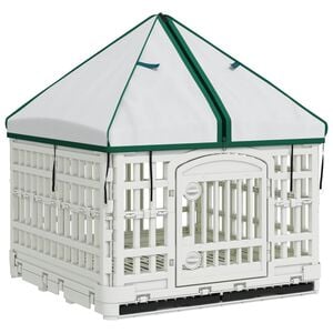 vidaXL 4 панелна клетка за кучета с покрив 122 x 106,5 x 82 см Бяло