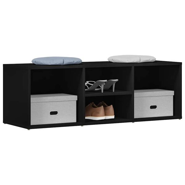 vidaXL Пейка за съхранение на обувки черна 105x35x35см инженерно дърво