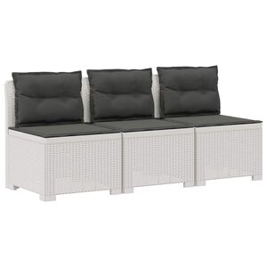 vidaXL Пейка за градина с Cushions във вид на ратан 3-местен ПП Бяло