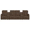 vidaXL 4-местен масажен реклайнер с държачи за чаши, кафяв, текстил