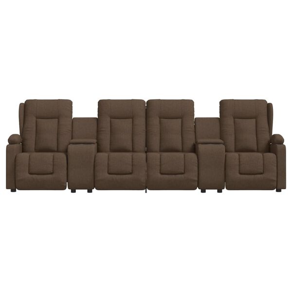 vidaXL 4-местен масажен реклайнер с държачи за чаши, кафяв, текстил
