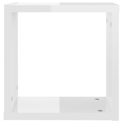 vidaXL Стенни кубични рафтове, 4 бр, бял гланц, 30x15x30 см