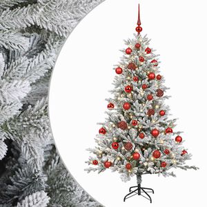 vidaXL Изкуствена коледна елха с топки 120 см 150 LED светодиода