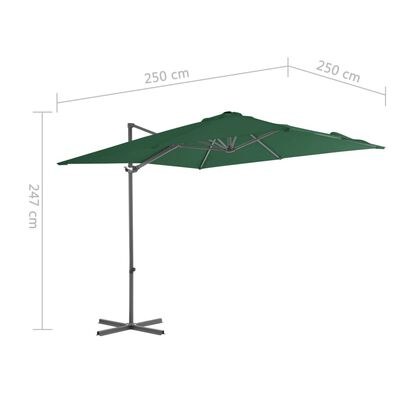 vidaXL Градински чадър с преносима основа, зелен