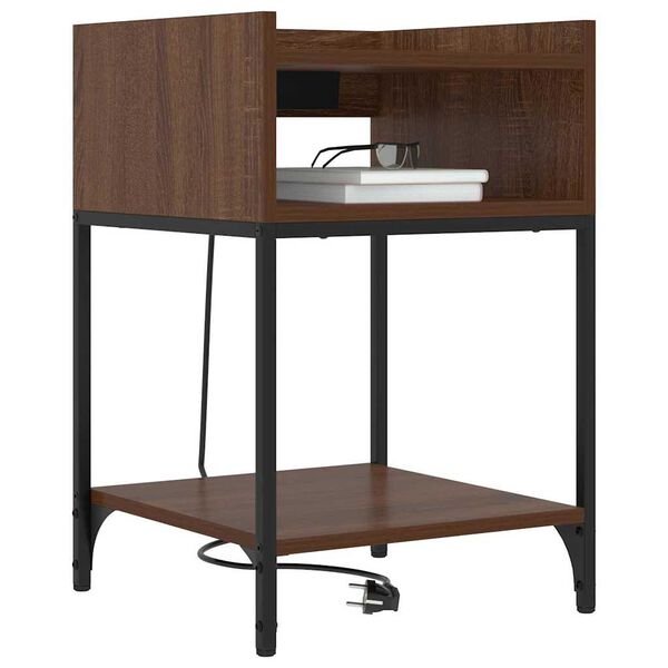 vidaXL Нощен шкаф 2 pcs Кафяв дъб 40 x 40 x 61 см Инженерно дърво