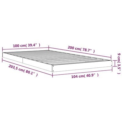 vidaXL Рамка за легло, 100x200 см, бор масив