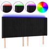 vidaXL LED горна табла за легло, черна, 183x16x118/128 см, кадифе