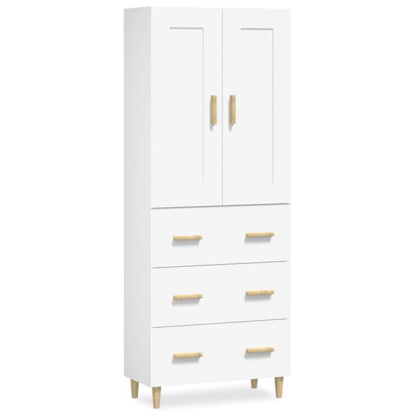 vidaXL Висок шкаф, бял, инженерно дърво