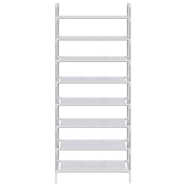 vidaXL Стелаж за обувки с 8 рафта, метал и нетъкан текстил, черен