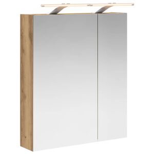 vidaXL Шкаф с огледало за баня с рафт Дъб Артизан 60 x 14,5 x 70 см