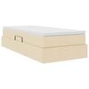 vidaXL Легло с място за съхранение и матрак Крем 90 x 190 cm Полиестер