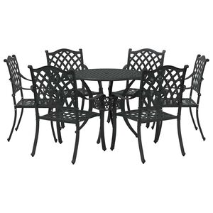 vidaXL Комплект за хранене в градината 7 pcs Черно Алуминий