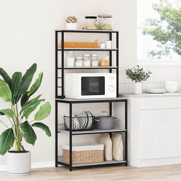 vidaXL Кухненски рафт Сив Сонома 80 x 40 x 168 см Инженерно дърво