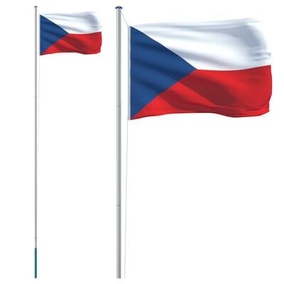 vidaXL Флаг на Чехия и стълб 6,23 м алуминий