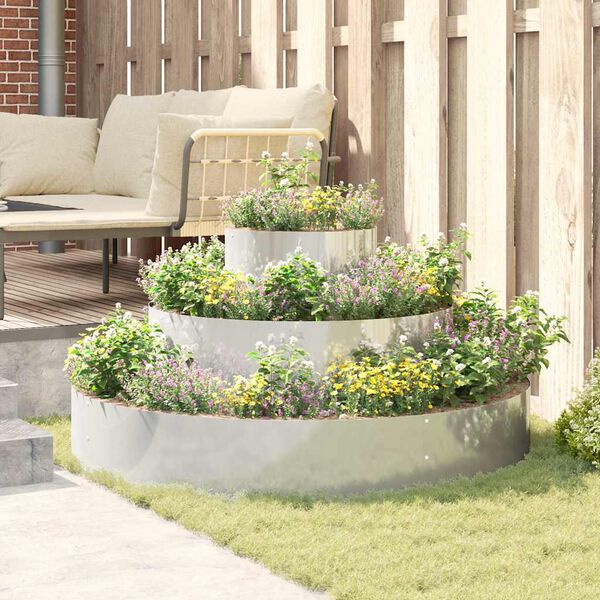 vidaXL Градинска саксия Сребрист 120 x 120 x 20 см