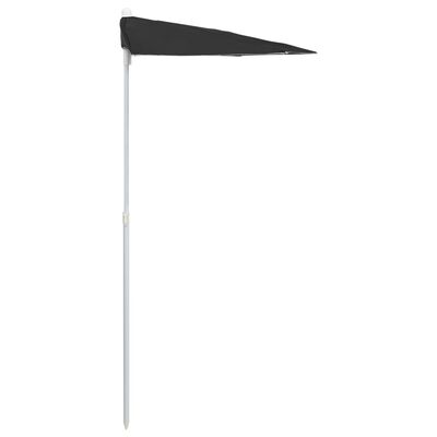 vidaXL Градински полукръгъл чадър с прът 180x90 см черен