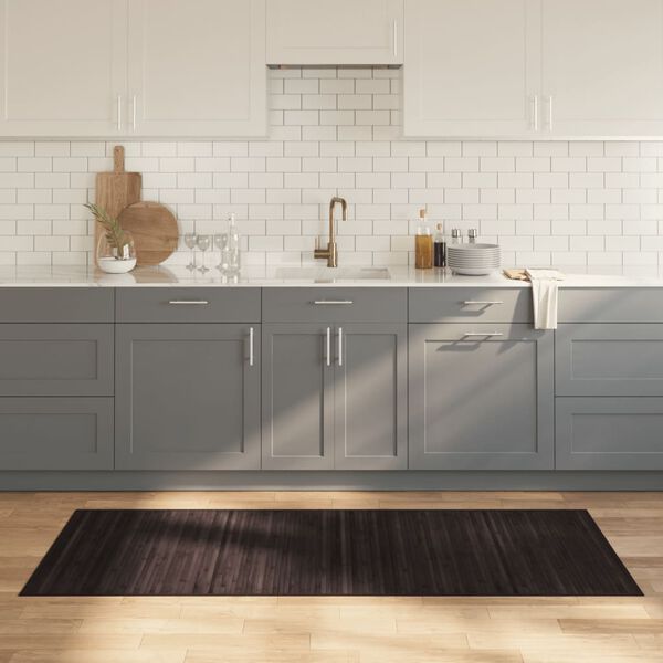 vidaXL Килим, правоъгълен, тъмнокафяв, 80x200 см, бамбук