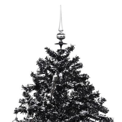 vidaXL Коледна елха с валящ сняг и основа от чадър, черна, 140 см, PVC