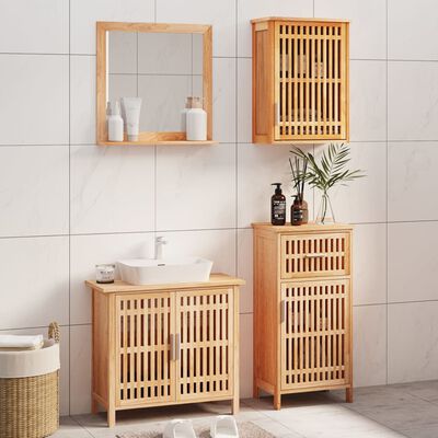 vidaXL Комплект мебели за баня, 4 части, масивна орехова дървесина
