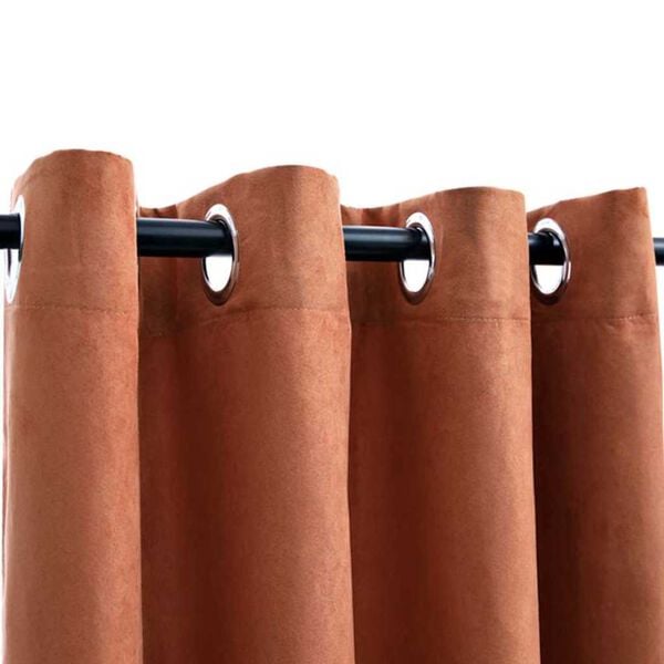 vidaXL Затъмняващи завеси с метални халки, 2 бр, ръждиво, 140x245 см