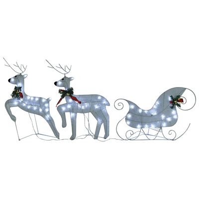 vidaXL Коледна украса елен и шейна, 140 LED, за открито, бяло